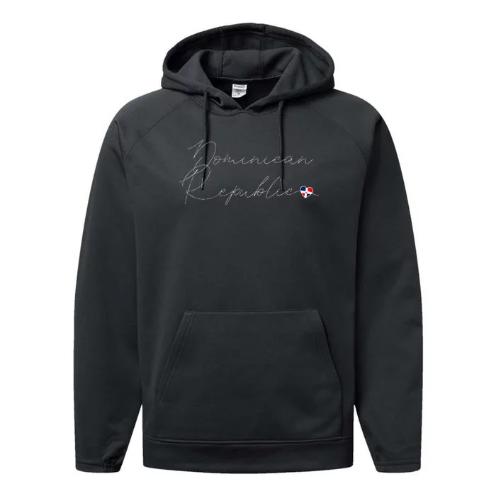 Simple Love Dominican Flag Heart On Dominican Republic Performance Fleece Hoodie