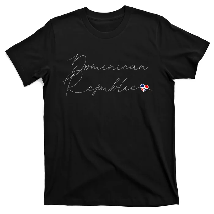 Simple Love Dominican Flag Heart On Dominican Republic T-Shirt