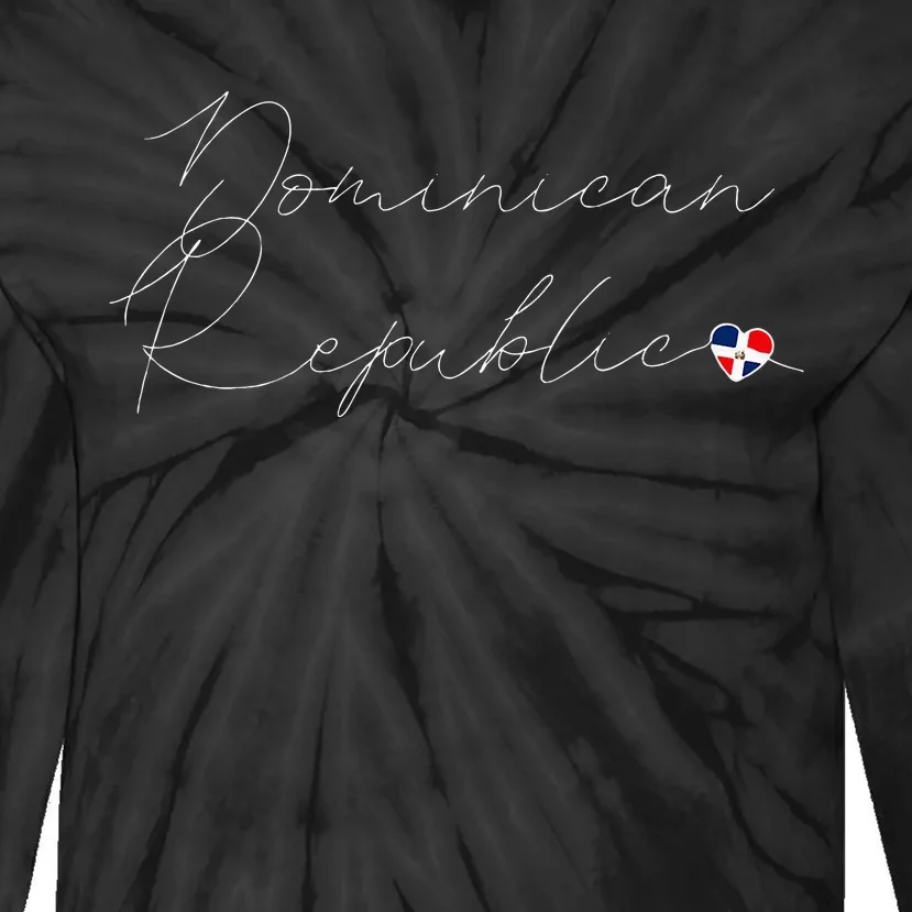 Simple Love Dominican Flag Heart On Dominican Republic Tie-Dye Long Sleeve Shirt