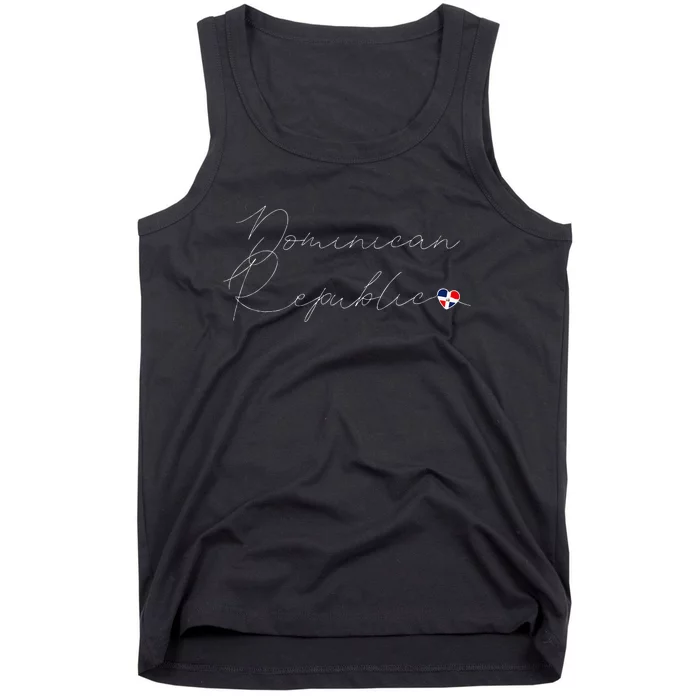 Simple Love Dominican Flag Heart On Dominican Republic Tank Top