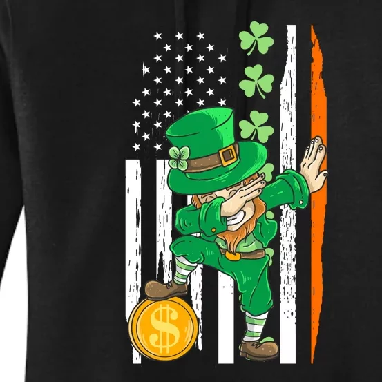 Shenanigan Leprechaun Dabbing Irish American Ireland Flag Women's Pullover Hoodie