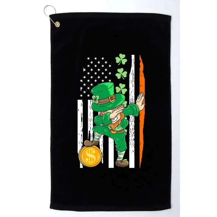 Shenanigan Leprechaun Dabbing Irish American Ireland Flag Platinum Collection Golf Towel