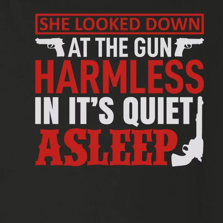 She Looked Down At The Gun Harmless In It's Quiet Asleep Toddler Long Sleeve Shirt