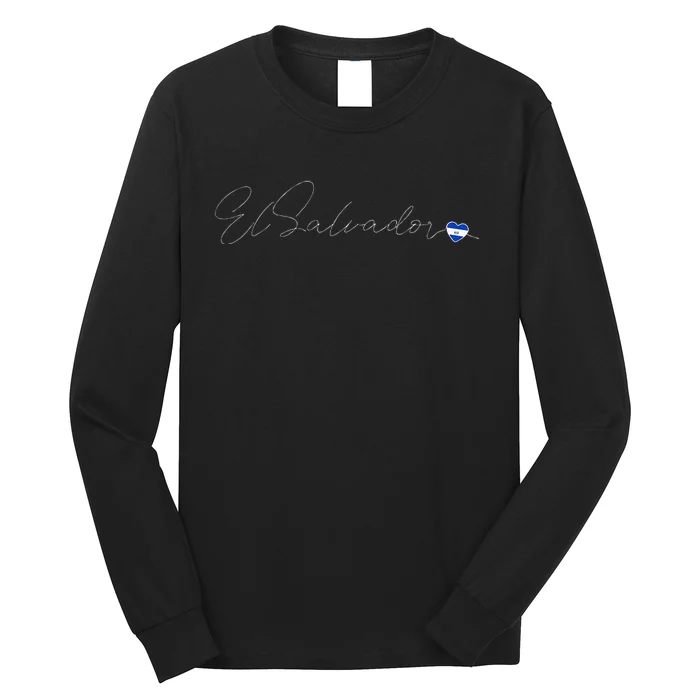 Simple Love El Salvadorian Flag Heart On El Salvador Long Sleeve Shirt