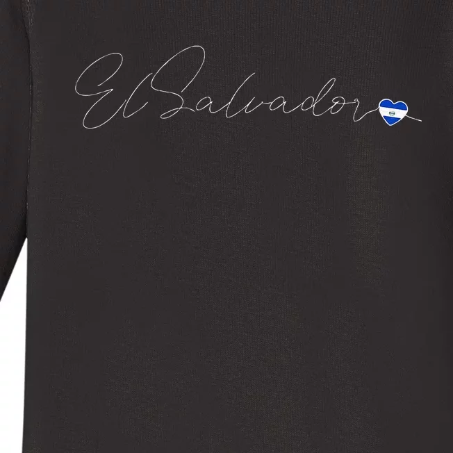 Simple Love El Salvadorian Flag Heart On El Salvador Baby Long Sleeve Bodysuit