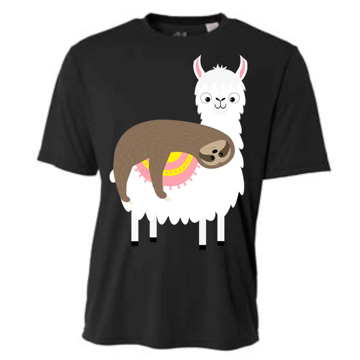 Sleeping Sloth On A Llama Cooling Performance Crew T-Shirt