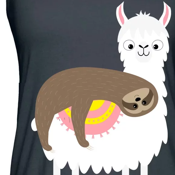 Sleeping Sloth On A Llama Ladies Essential Flowy Tank