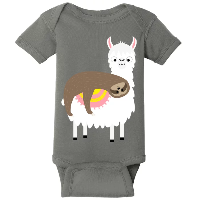 Sleeping Sloth On A Llama Baby Bodysuit