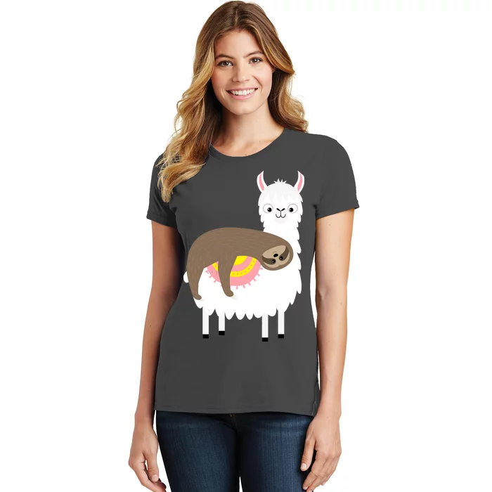 Sleeping Sloth On A Llama Women's T-Shirt