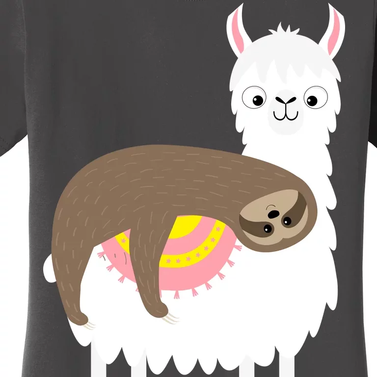 Sleeping Sloth On A Llama Women's T-Shirt