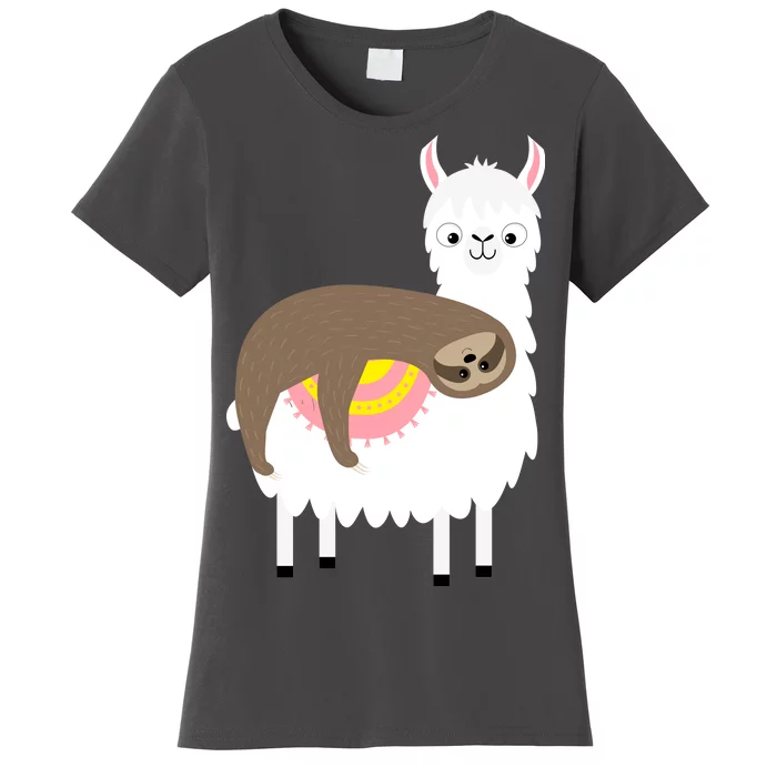 Sleeping Sloth On A Llama Women's T-Shirt