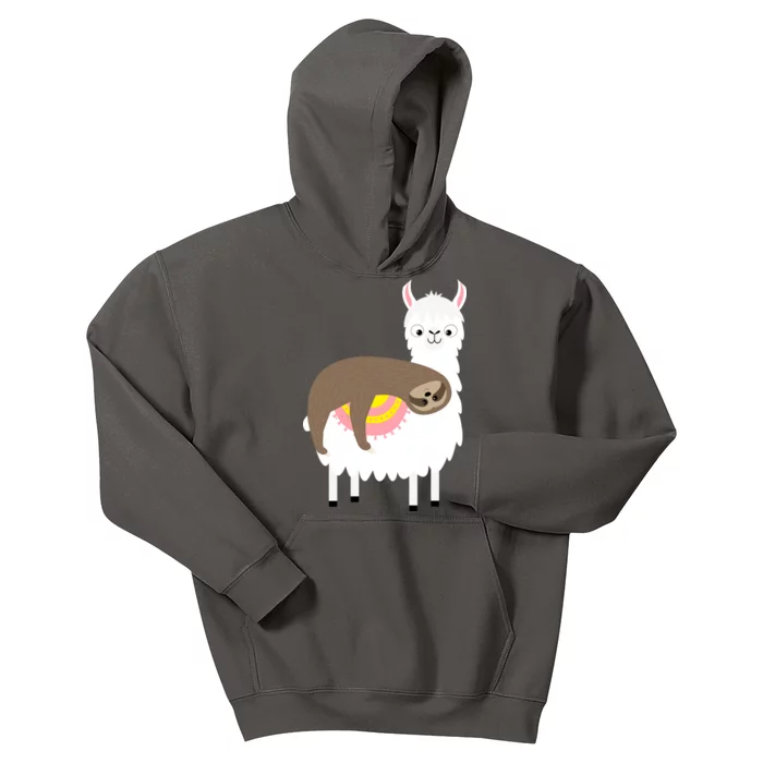 Sleeping Sloth On A Llama Kids Hoodie