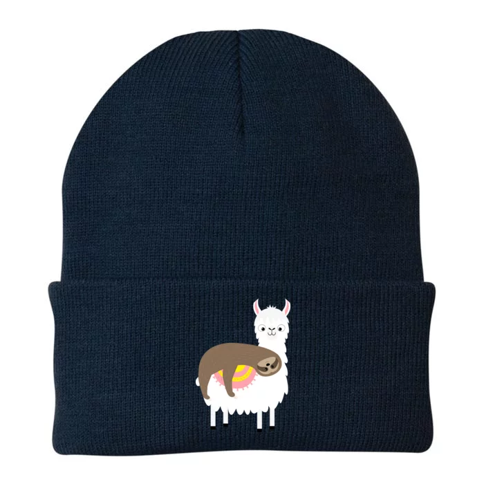 Sleeping Sloth On A Llama Knit Cap Winter Beanie