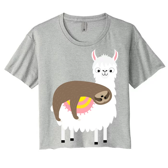 Sleeping Sloth On A Llama Women's Crop Top Tee