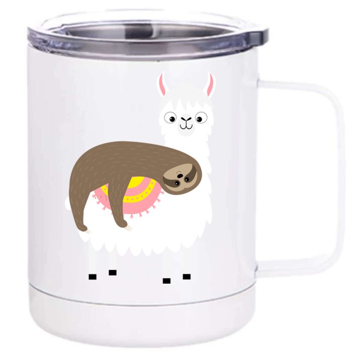 Sleeping Sloth On A Llama Front & Back 12oz Stainless Steel Tumbler Cup