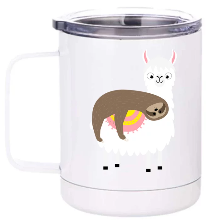 Sleeping Sloth On A Llama Front & Back 12oz Stainless Steel Tumbler Cup