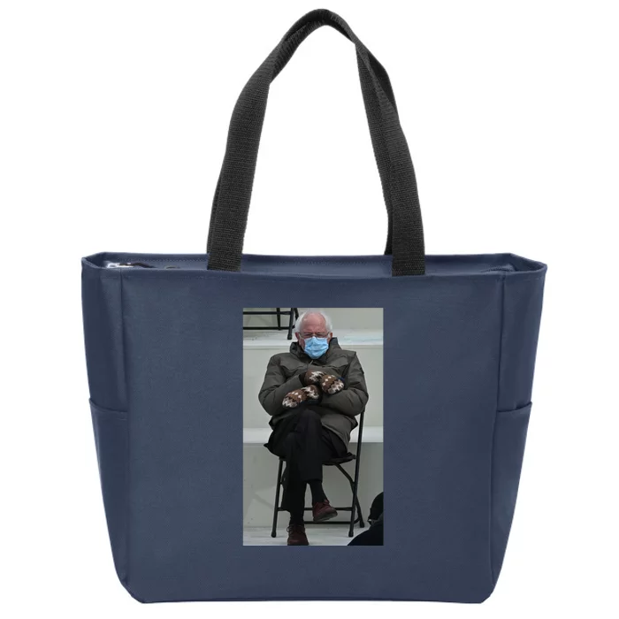 Sleepy Bernie Sanders Mittens Sitting Inauguration Zip Tote Bag