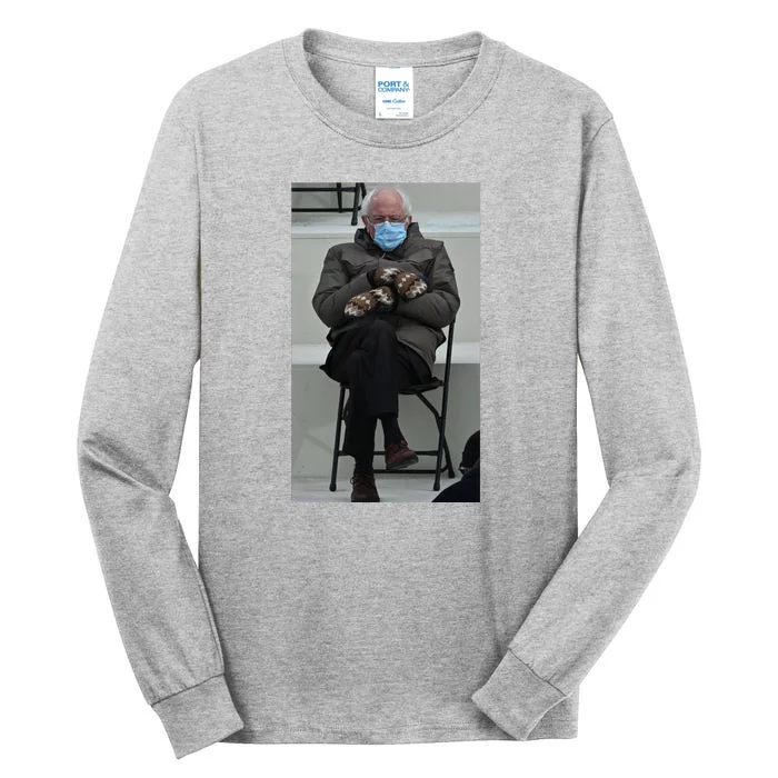 Sleepy Bernie Sanders Mittens Sitting Inauguration Tall Long Sleeve T-Shirt