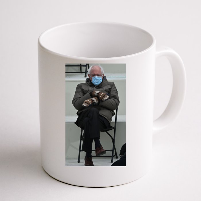 Sleepy Bernie Sanders Mittens Sitting Inauguration Front & Back Coffee Mug