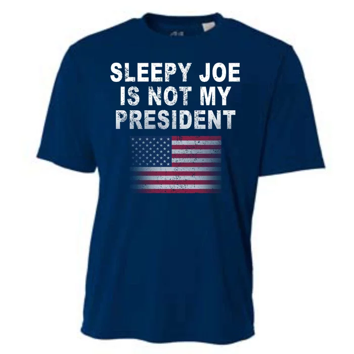 Sleepy Joe Is Not My President American Flag Cooling Performance Crew T-Shirt