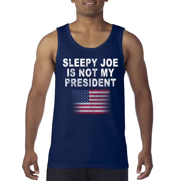 Sleepy Joe Is Not My President American Flag Tank Top