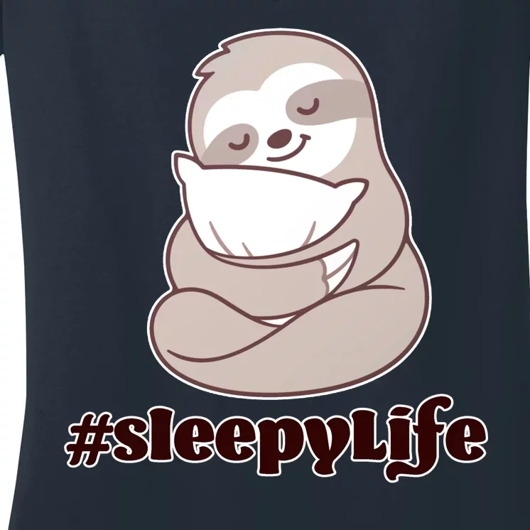 Sleepy Life Sloth Women's V-Neck T-Shirt