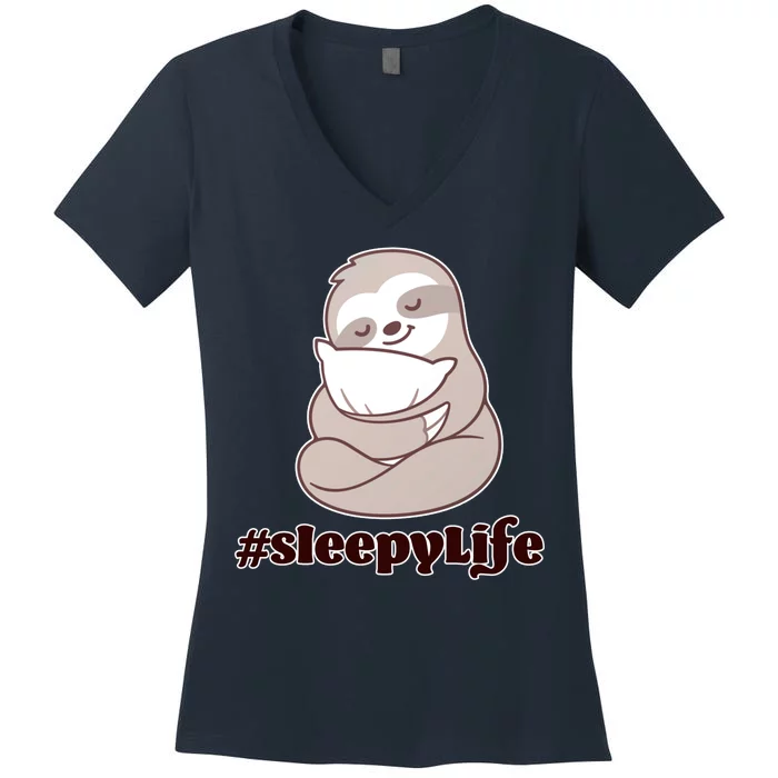 Sleepy Life Sloth Women's V-Neck T-Shirt