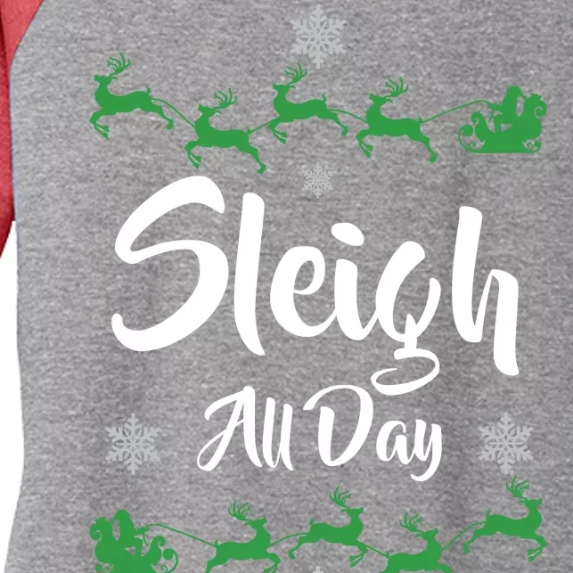 Sleigh All Day Women's Tri-Blend 3/4-Sleeve Raglan Shirt