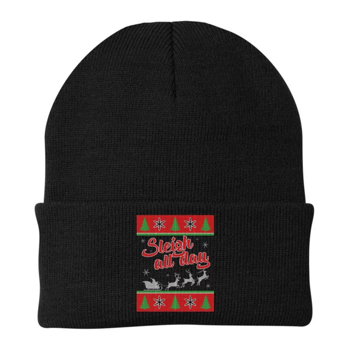 Sleigh All Day Ugly Christmas Knit Cap Winter Beanie