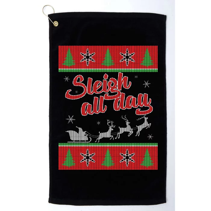 Sleigh All Day Ugly Christmas Platinum Collection Golf Towel