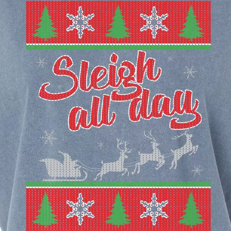 Sleigh All Day Ugly Christmas Garment-Dyed Women's Muscle Tee