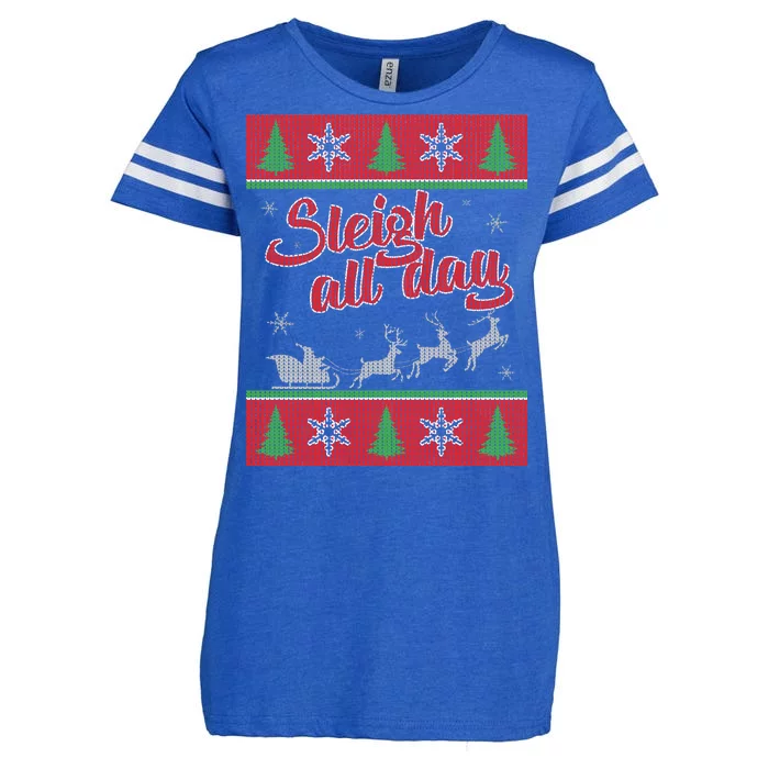 Sleigh All Day Ugly Christmas Enza Ladies Jersey Football T-Shirt