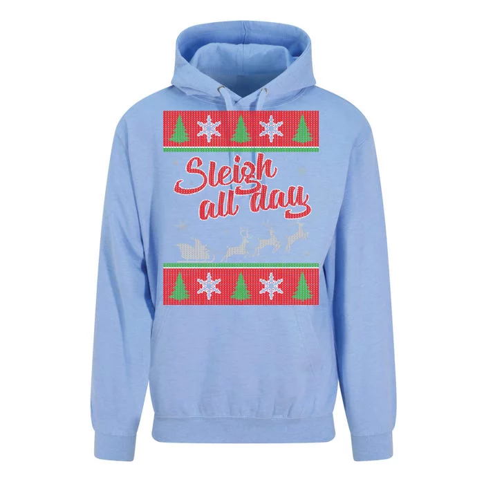 Sleigh All Day Ugly Christmas Unisex Surf Hoodie