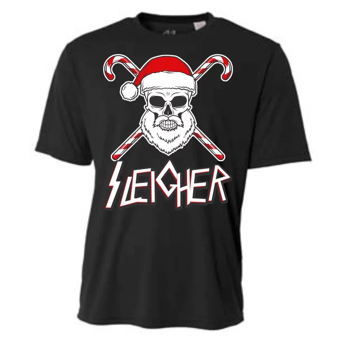 Sleigher Santa Candy Cane Skull Cooling Performance Crew T-Shirt