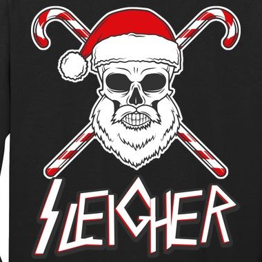 Sleigher Santa Candy Cane Skull Tall Long Sleeve T-Shirt