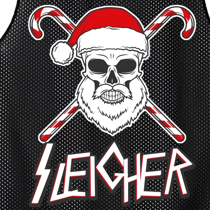 Sleigher Santa Candy Cane Skull Mesh Reversible Basketball Jersey Tank