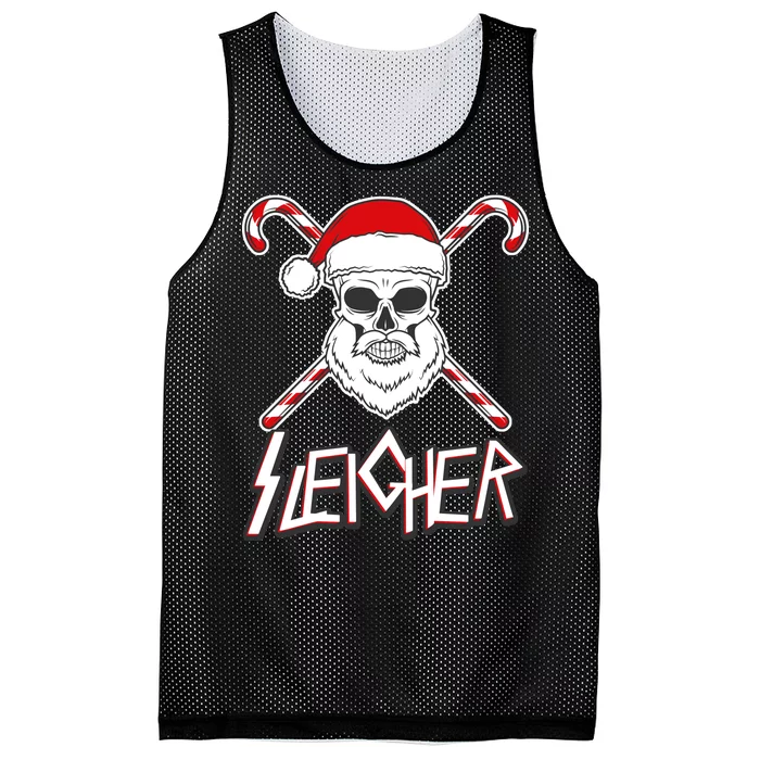 Sleigher Santa Candy Cane Skull Mesh Reversible Basketball Jersey Tank