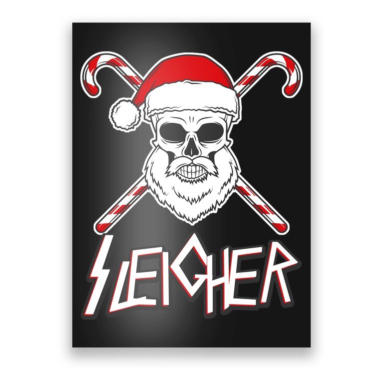 Sleigher Santa Candy Cane Skull Poster