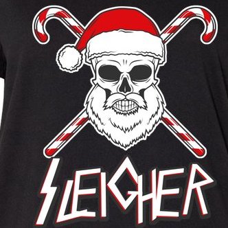 Sleigher Santa Candy Cane Skull Women's V-Neck Plus Size T-Shirt