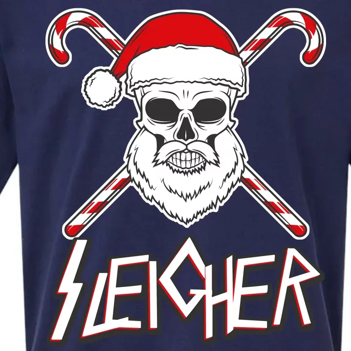 Sleigher Santa Candy Cane Skull Sueded Cloud Jersey T-Shirt