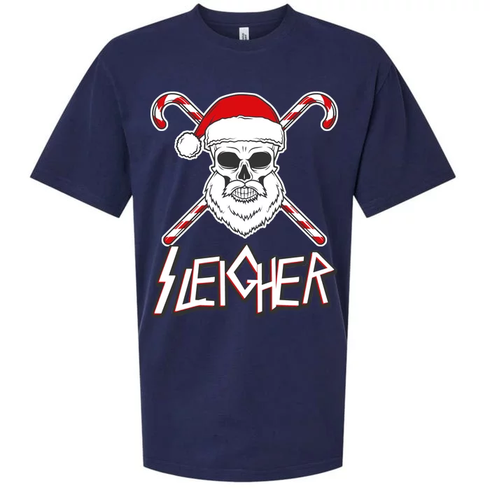 Sleigher Santa Candy Cane Skull Sueded Cloud Jersey T-Shirt