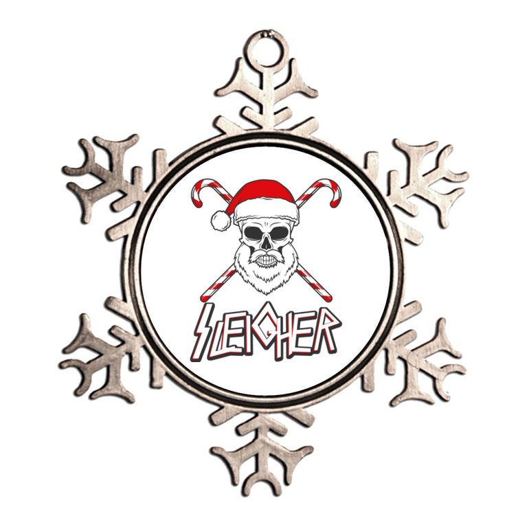 Sleigher Santa Candy Cane Skull Metallic Star Ornament