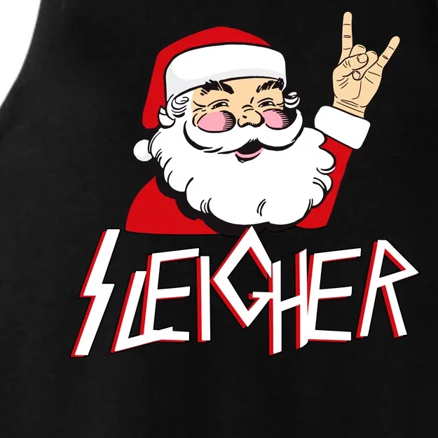 Sleigher Santa Rocks Ladies Tri-Blend Wicking Tank