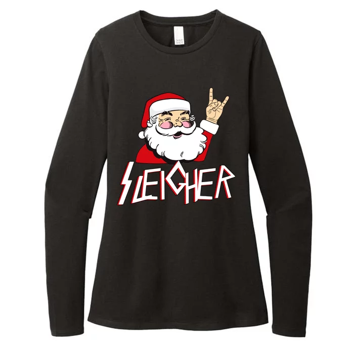 Sleigher Santa Rocks Womens CVC Long Sleeve Shirt