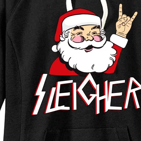 Sleigher Santa Rocks Women's Fleece Hoodie