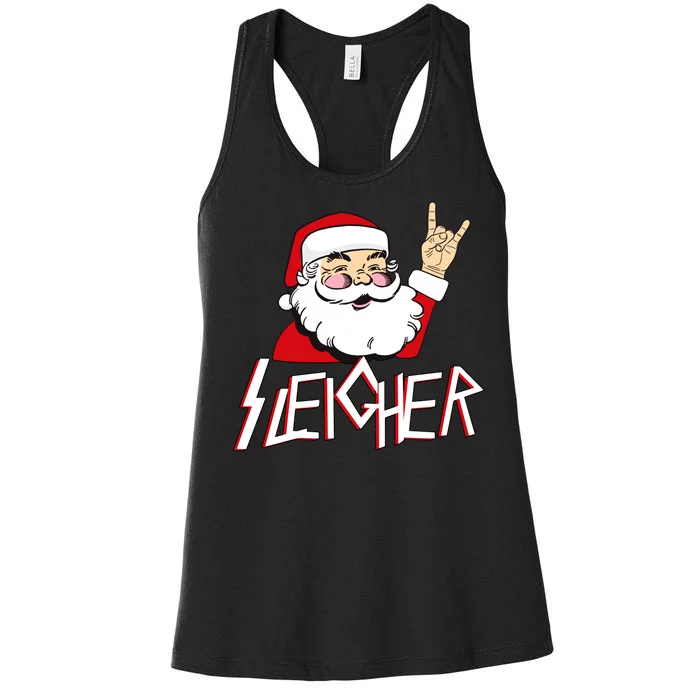 Sleigher Santa Rocks Women's Racerback Tank