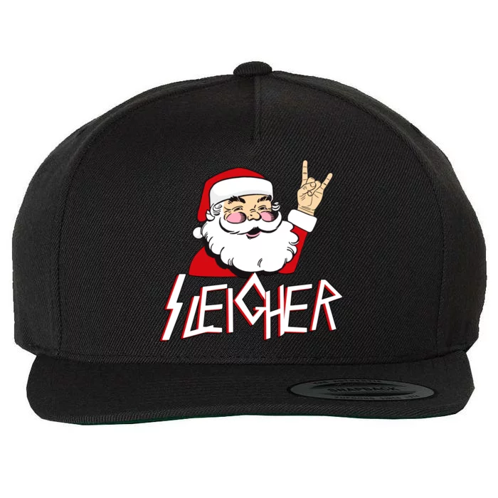 Sleigher Santa Rocks Wool Snapback Cap