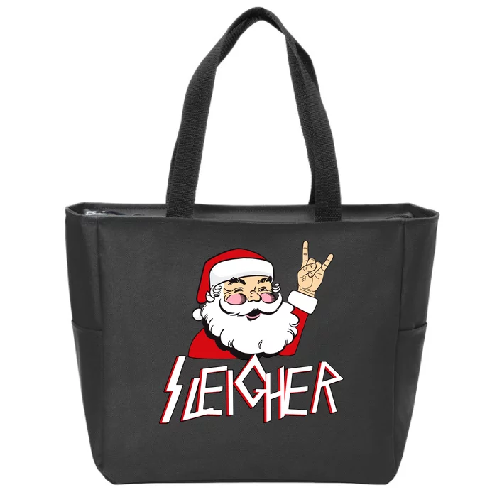 Sleigher Santa Rocks Zip Tote Bag