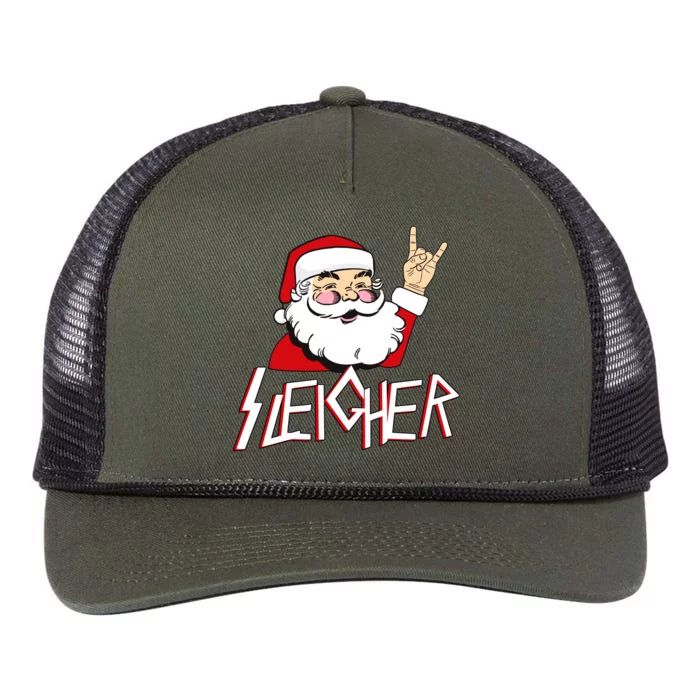 Sleigher Santa Rocks Retro Rope Trucker Hat Cap