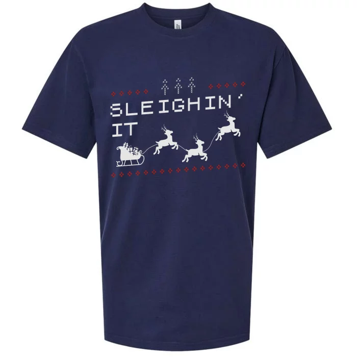 Sleighin It Ugly Christmas Sueded Cloud Jersey T-Shirt